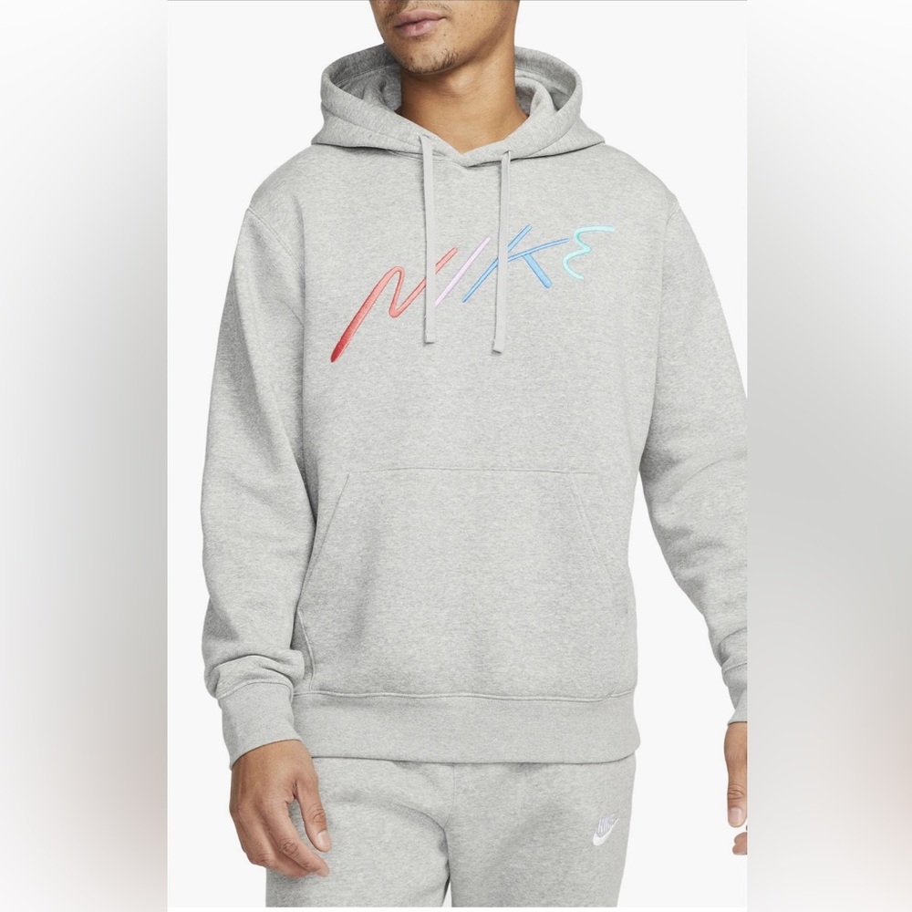 Nike Heather Gray Hoodie with Colorful Logo